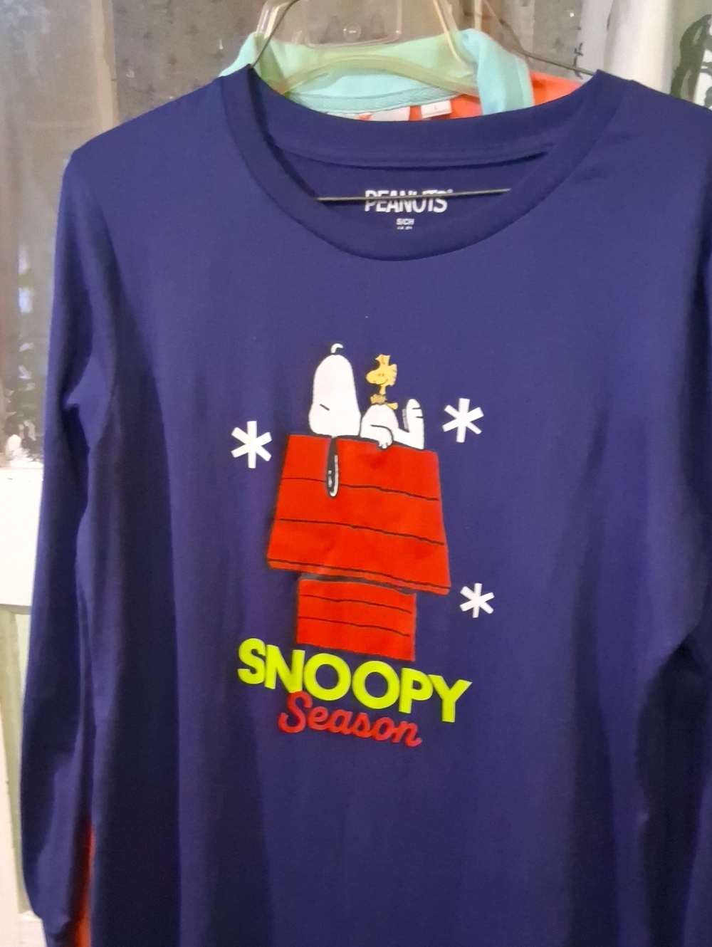 Peanuts Navy Long-Sleeve Snoopy & Woodstock Graphic Tee - Red Accent